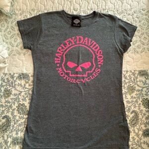 Harley-Davidson Kids Charcoal and Neon Pink Tee